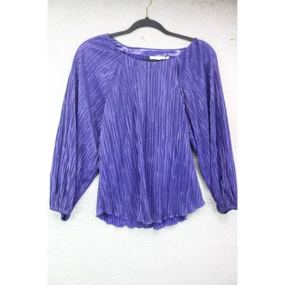 Chico's Ribbed 3/4 Balloon Sleeve Silky Blouse-Size Small - Picture 1 of 6